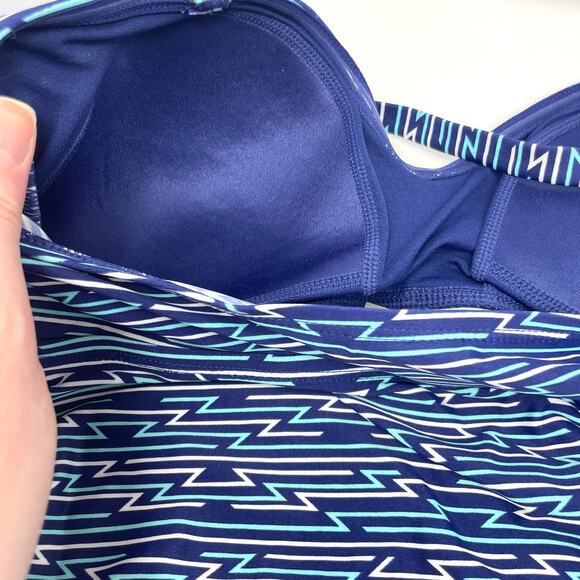 Motherhood Maternity Beach Bump Tankini Bikini Set Blue Aztec Print Size Medium - Picture 7 of 11